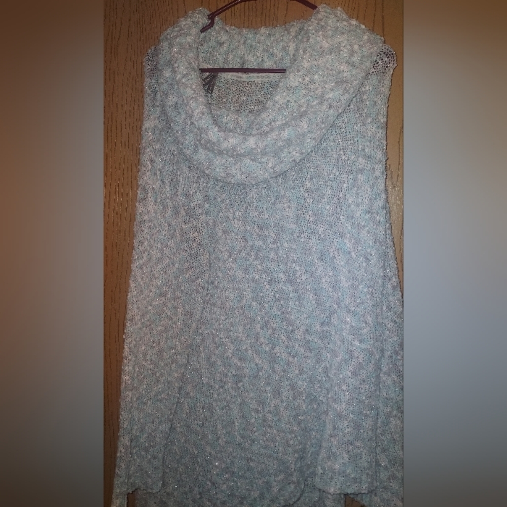 Vanity Vintage Plus Sized Sweater Blue Sparkle 2x Y2k Winter Princess